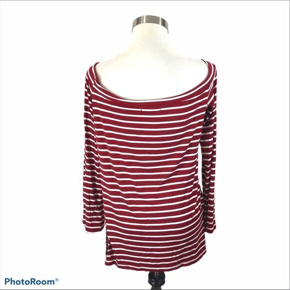 ZJCT brand Red and White Striped Boat Neck Shirt - Picture 10 of 12
